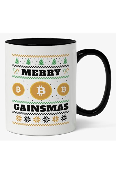 INOVATIX Cana alba personalizata, Bitcoin, Brad de Craciun, cu Manerul Negru,...