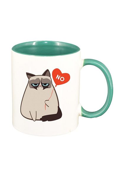 INOVATIX Cana alba personalizata, Meme - Funny Grumpy, interior verde, D1400, INOVATIX®. 330ml