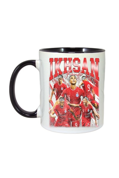 INOVATIX Εξατομικευμένη Λευκή Κούπα, Ikhsan Fandi, Μαύρη Λαβή και Εσωτερικό, ...