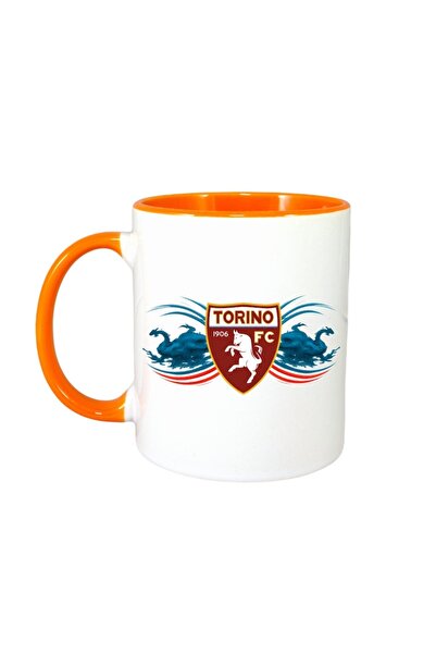 INOVATIX Cana Alba Personalizata, Torino Fc Italia, Maner Si Interior Portocaliu, ®. 330ml