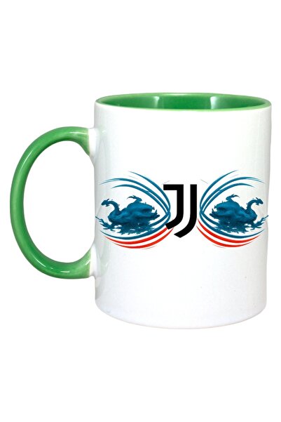 INOVATIX Cană Albă Personalizată, Juventus Fc Italia, Mâner Și Interior Verzi...