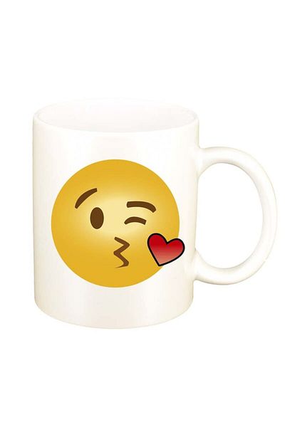INOVATIX Cana alba personalizata, Emoji Kiss, D27, INOVATIX®. 330ml