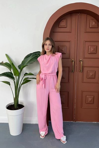 Sorridi Jumpsuit with Padded Shoulders and Belted Waist