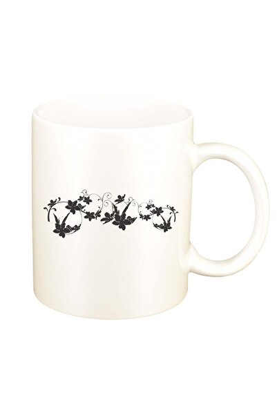 INOVATIX Персонализирана бяла чаша, флорален мотив, D282, INOVATIX®. 330 мл