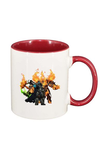 INOVATIX Personalized white mug, WoW, red interior, D137, INOVATIX®. 330ml