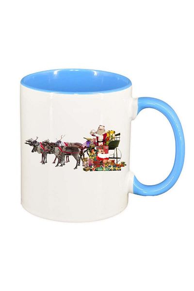INOVATIX Personalized white mug, Santa Claus, blue interior, D168, INOVATIX®. 330ml