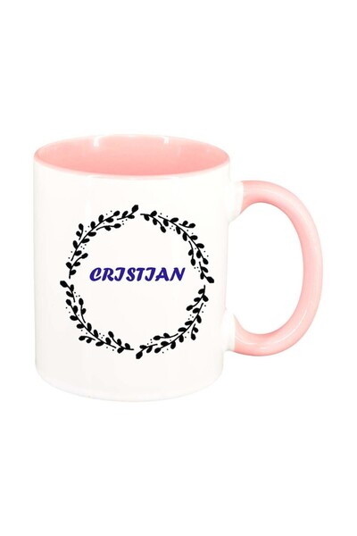 INOVATIX Personalized white mug, Name, pink interior, D1079, INOVATIX®. 330 ml