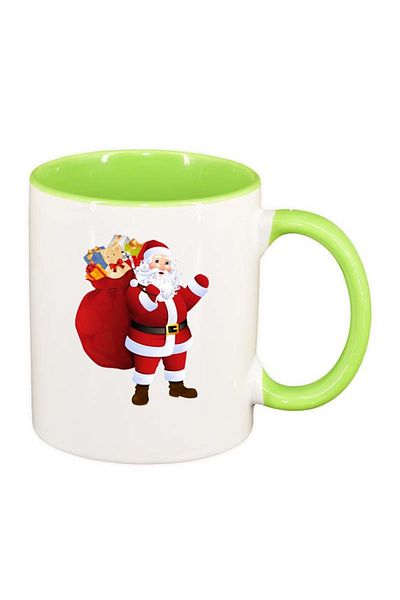 INOVATIX Personalized white mug, Santa Claus, light green interior, D163, INOVATIX®. 330ml