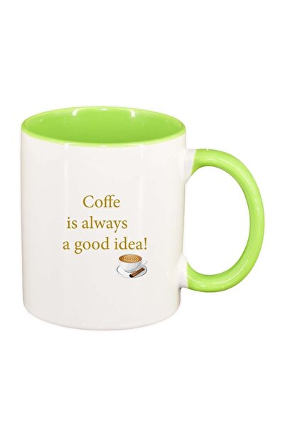 INOVATIX Cana alba personalizata, Coffee love, interior verde deschis, D1031,...