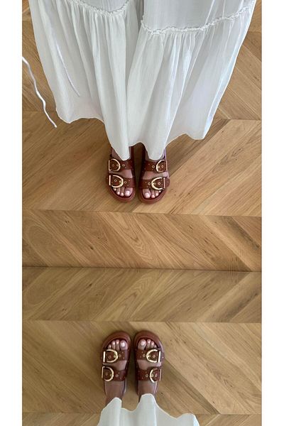 Eataly Shoes Γυναικείες παντόφλες με χοντρή διπλή ρίγα