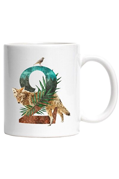 INOVATIX Cana alba personalizata, Cifra, 2, Vulpe, Pasare, Frunze, INOVATIX®. 330ml