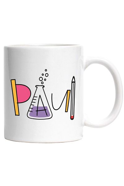 INOVATIX Personalized white mug, Name Paul, and Funny Message, Curious, Sociable, Galagio, INOVATIX®. 330ml