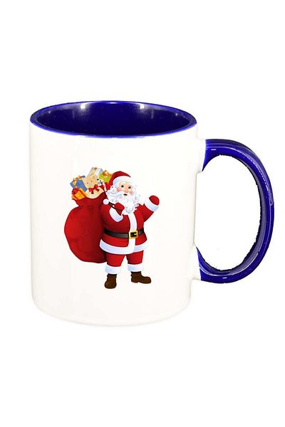 INOVATIX Personalized white mug, Santa Claus, dark blue interior, D163, INOVATIX®. 330ml