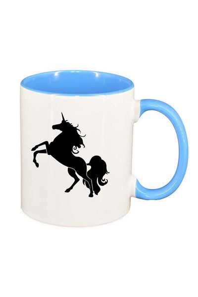 INOVATIX Cana alba personalizata, Horse Silhouette, interior albastru, D962, INOVATIX®. 330ml