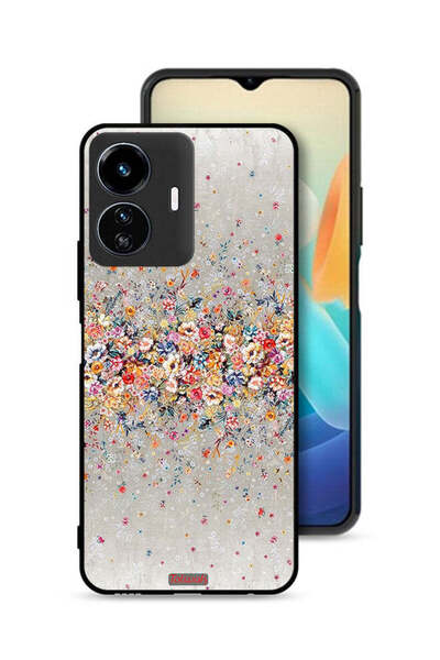 Tolwak غطاء حماية لهاتف Vivo Y77e 5G بنقشة زهور صغيرة وفن تجريدي