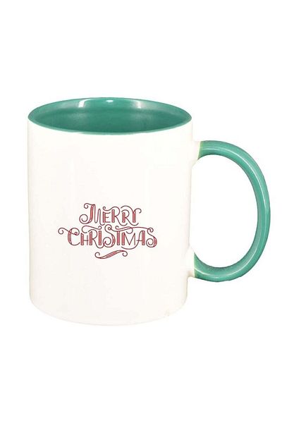 INOVATIX Personalized white mug, Merry Christmas, green interior, D1528, INOVATIX®. 330ml