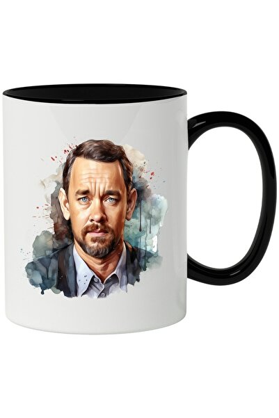 INOVATIX Εξατομικευμένη λευκή κούπα, Τομ Χανκς, Ηθοποιός, με μαύρη λαβή, INOV...