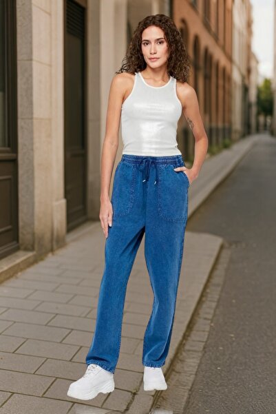 Malerind Hambez Alt Eşofman Keten Pantolon Görünümlü Rahat Kalıp Büyük Beden Yazlık Relaxed