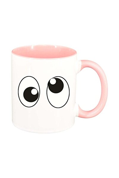 INOVATIX Персонализирана бяла чаша, Очи, розова вътрешност, D269, INOVATIX®. ...