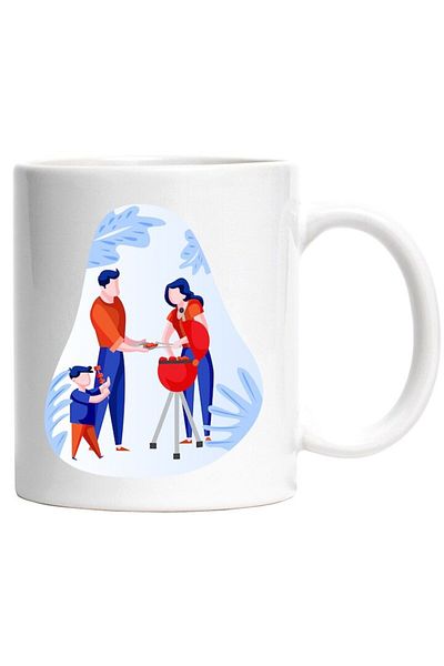 INOVATIX Personalized white mug, Family, Barbecue, Skewers, Meat, INOVATIX®. 330ml