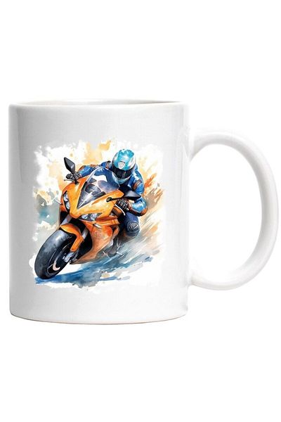 INOVATIX Personalized white mug, Motorcycle, Sport, Watercolor, Equipment, Multicolor, INOVATIX®. 330ml
