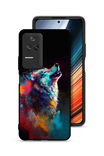 Tolwak Xiaomi Poco F4 Protective Case Cover Wolf Colorful Art