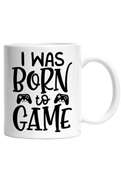 INOVATIX Εξατομικευμένη λευκή κούπα, 2 χειριστήρια και το σλόγκαν "Γεννήθηκα για να παίζω", INOVATIX®. 330ml