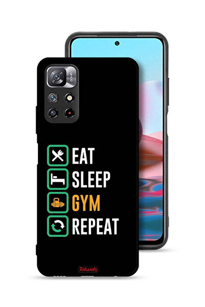 Tolwak غطاء حماية لهاتف شاومي ريدمي نوت 11 4G، Eat Sleep Gym Repeat