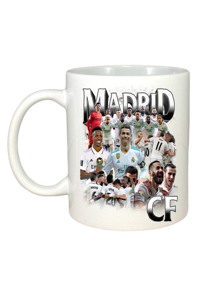 INOVATIX Cană albă personalizată, cea mai bună echipă Real Madrid CF, Cri-Flo, mâner și interior albe, INOVATIX®. 330ml