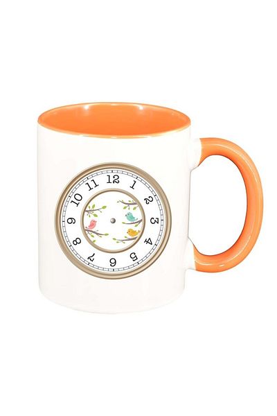 INOVATIX Personalized white mug, Clock, orange interior, D969, INOVATIX®. 330ml