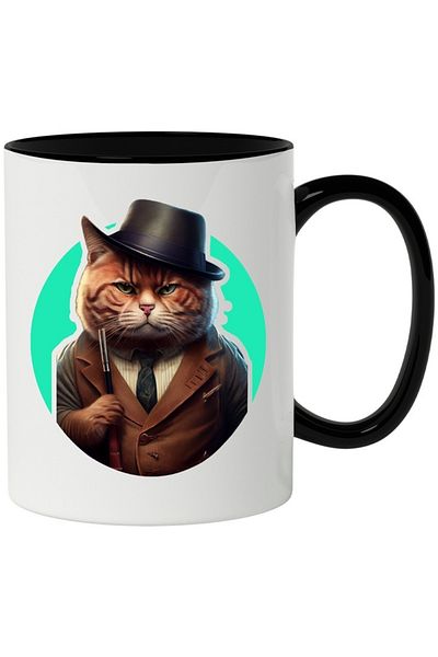 INOVATIX Personalized white mug, , Hat, Cane, Jacket, with Black Handle, INOVATIX®. 330ml