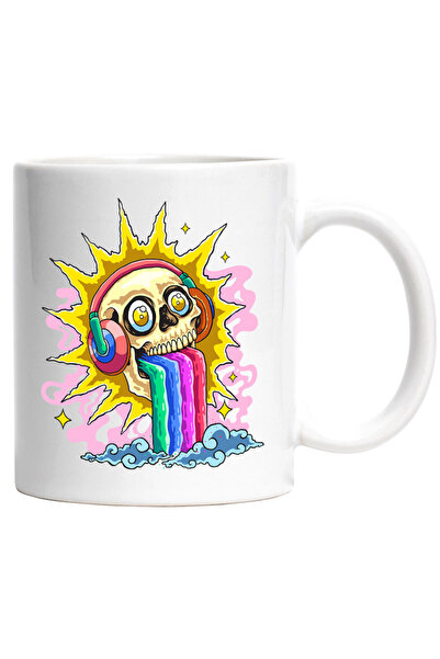 INOVATIX Cana alba personalizata, Craniu, Casti, Curcubeu, Soare, INOVATIX®. ...