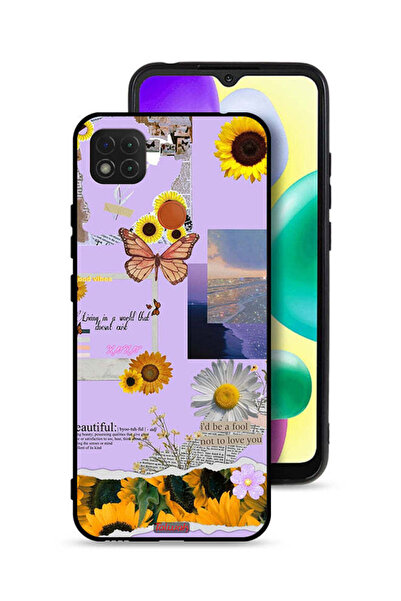 Tolwak Xiaomi Redmi 10A Protective Case Cover Beautiful Sunflower Stickers