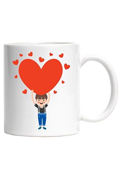 INOVATIX Cana alba personalizata, Copil, Inimi, Baiat, Dragoste, Iubire, Salo...