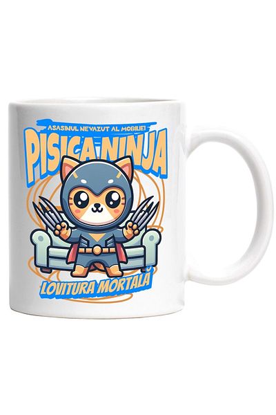 INOVATIX Personalized white mug, NINJA CAT-The unseen furniture assassin, INOVATIX®. 330ml