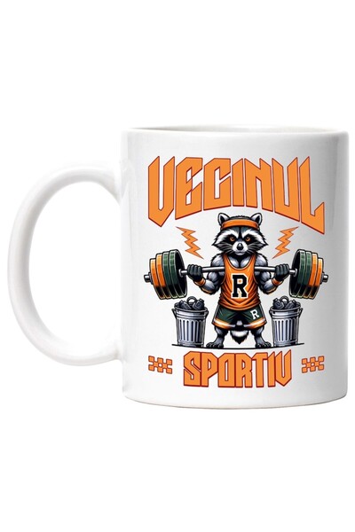 INOVATIX Cana alba personalizata, Scons ridicand greutatii Vecinul-sportiv, I...