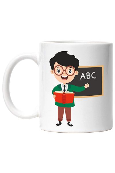 INOVATIX Personalized white mug, Teacher, Book, Glasses, INOVATIX®. 330ml