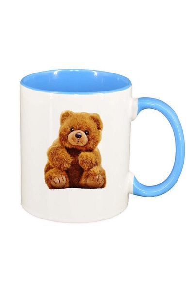 INOVATIX Cana alba personalizata, Teddy, interior albastru, D236, INOVATIX®. 330ml