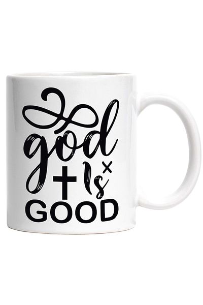 INOVATIX Personalized white mug, the English inscription God is good - Dumnezeu e bun, INOVATIX®. 330ml
