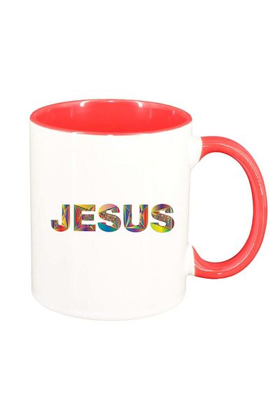 INOVATIX Personalized white mug, Christ, red interior, D1099, INOVATIX®. 330ml