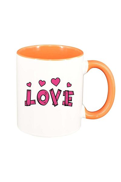 INOVATIX Cana alba personalizata, Love, interior roz, D339, INOVATIX®. 330ml