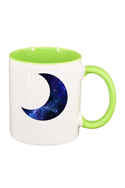 INOVATIX Персонализирана бяла чаша, Луна, светлозелена вътрешност, D221, INOV...