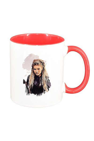 INOVATIX Персонализирана бяла чаша, Викинги, червена вътрешност, D1438, INOVA...