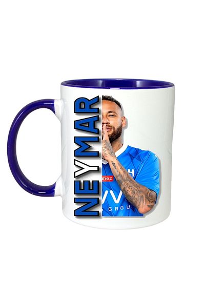 INOVATIX Cana Alba Personalizata, Neymar Silencio, Maner Si Interior Albastru, ®. 330ml
