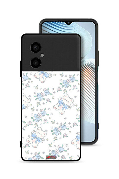 Tolwak غطاء حماية لهاتف شاومي بوكو M4 5G مع أيقونة دب تيدي لطيف وزهور