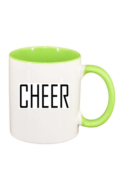 INOVATIX Personalized white mug, Cheer, light green interior, D219, INOVATIX®. 330ml