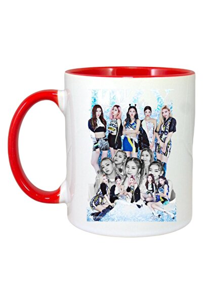 INOVATIX Cana Alba Personalizata, Formatia/trupa Itzy, Maner Si Interior Rosu, ®. 330ml