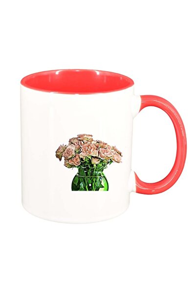 INOVATIX Cana alba personalizata, Flori, interior rosu-inchis, D980, INOVATIX...