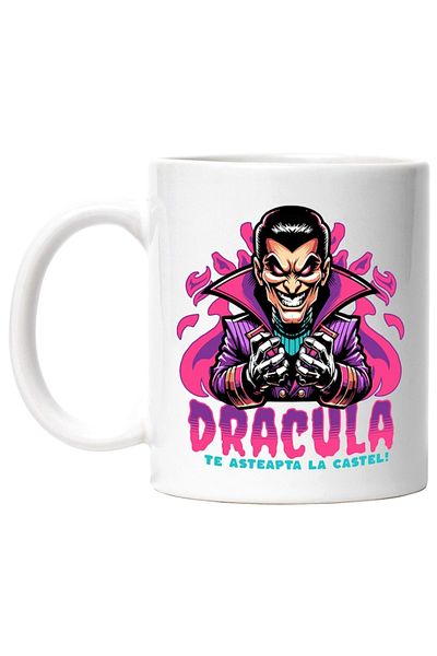 INOVATIX Personalized white mug, Scary animation, Dracula is waiting for you at the castle, INOVATIX®. 330ml