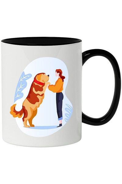 INOVATIX Personalized white mug, Dog, Woman, Collar, Dog Lovers, with Black Handle, INOVATIX®. 330ml